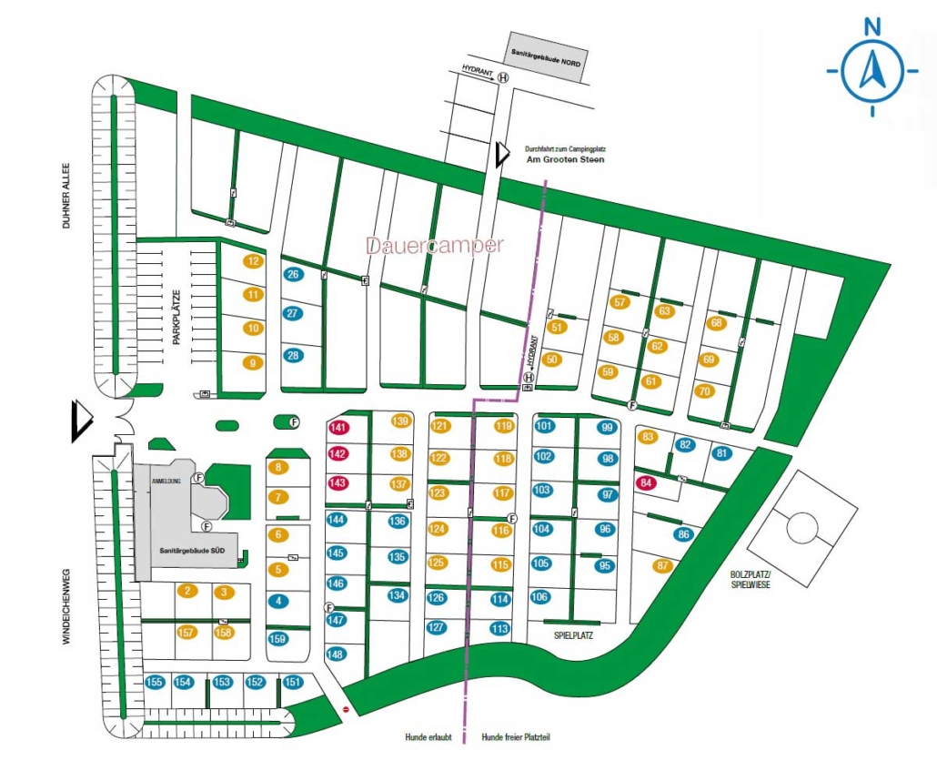 Platzplan Campingplatz Beckmann, Cuxhaven Duhnen